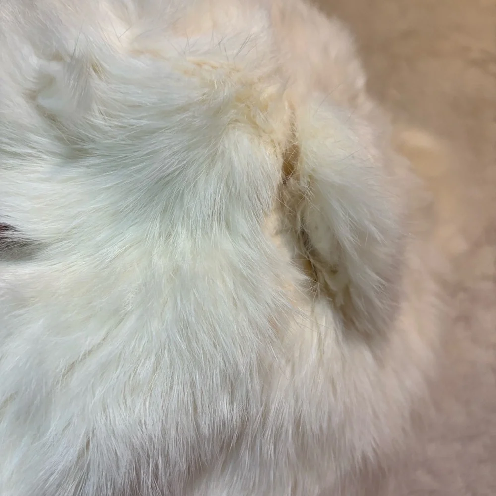 Vintage 40s SET Rabbit Fur Kids Hat and Handwarmer Muff Cream White Collectible